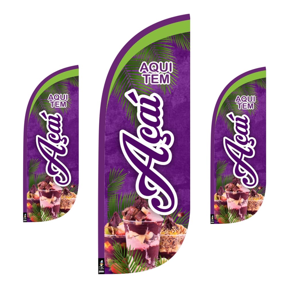 Wind Banner Açai Dupla Face 2,0m somente tecido Açaiteria