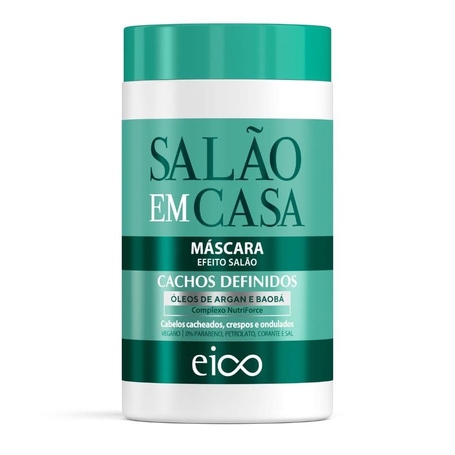 Eico Máscara Tratamento Salão Em Casa Cachos Definidos 1kg Óleo Argan Cacheados Crespos Ondulados