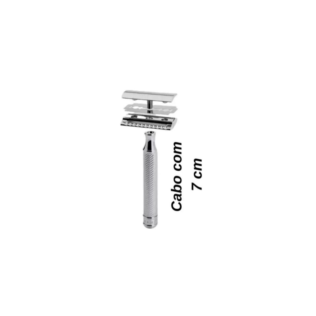Aparelho Barbear Antigo De Metal Barbeador Retro + 1 Lamina