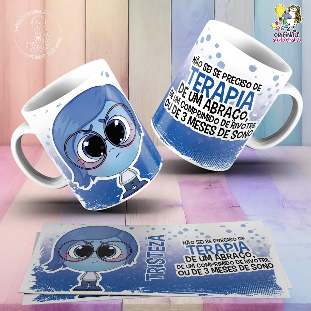 Caneca Personalizada Debochadamente Sobre Filme Divertidamente 2 Tristeza Aniversario Festa HD 065