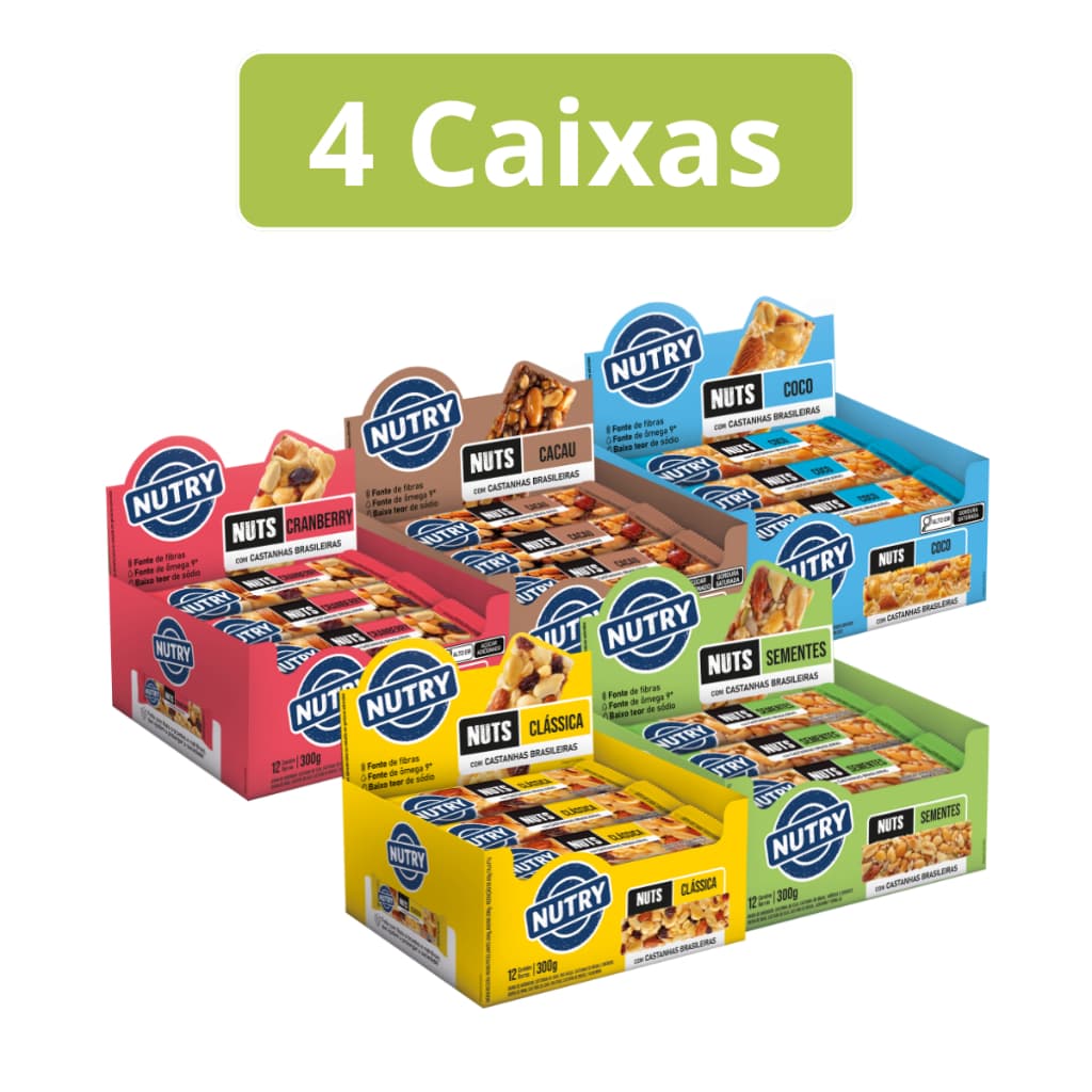 Kit 4 Barra de Nuts Nutry Caixa C/48 Unidades - Nutrimental