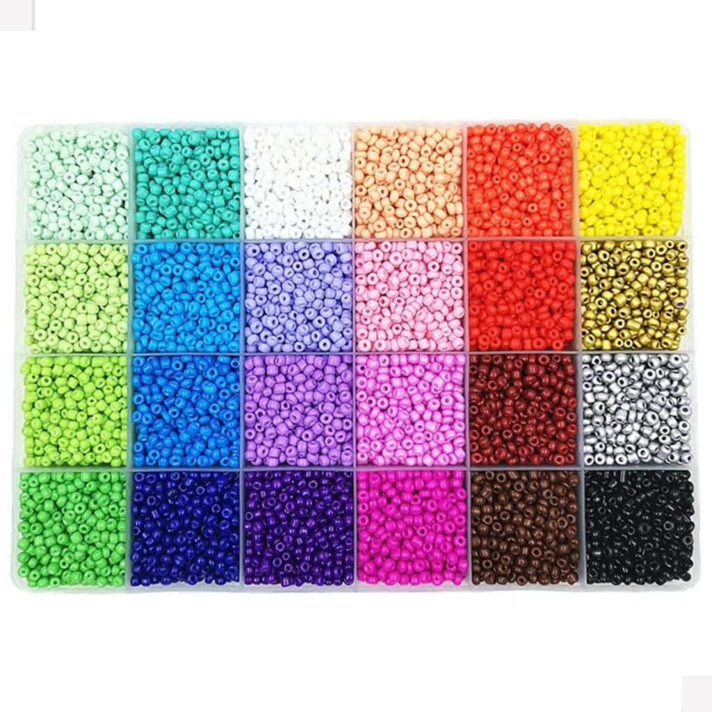 Kit Miçangas Infantil Maleta Estojo 4000 Pçs p/ Montar Bijuteria Pulseira Colares Coloridos Silicone