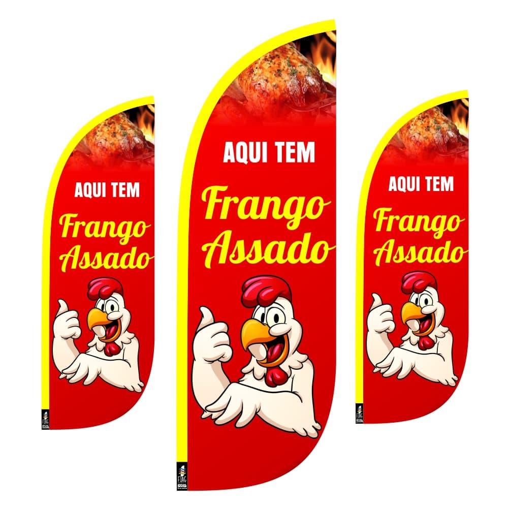 Wind Banner Frango Assado Dupla Face 2,0m Somente Tecido