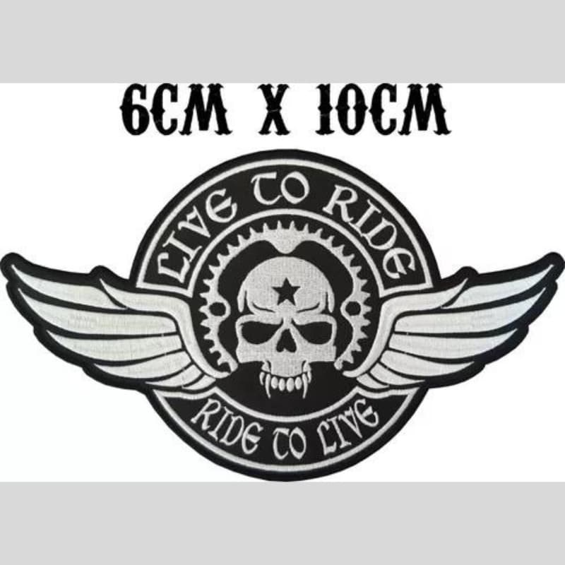Patch Bordado Caveira Motoqueiro Motociclista Moto Liv18 Motoclube Personalizado Bolsa Jaqueta Colete Mochila