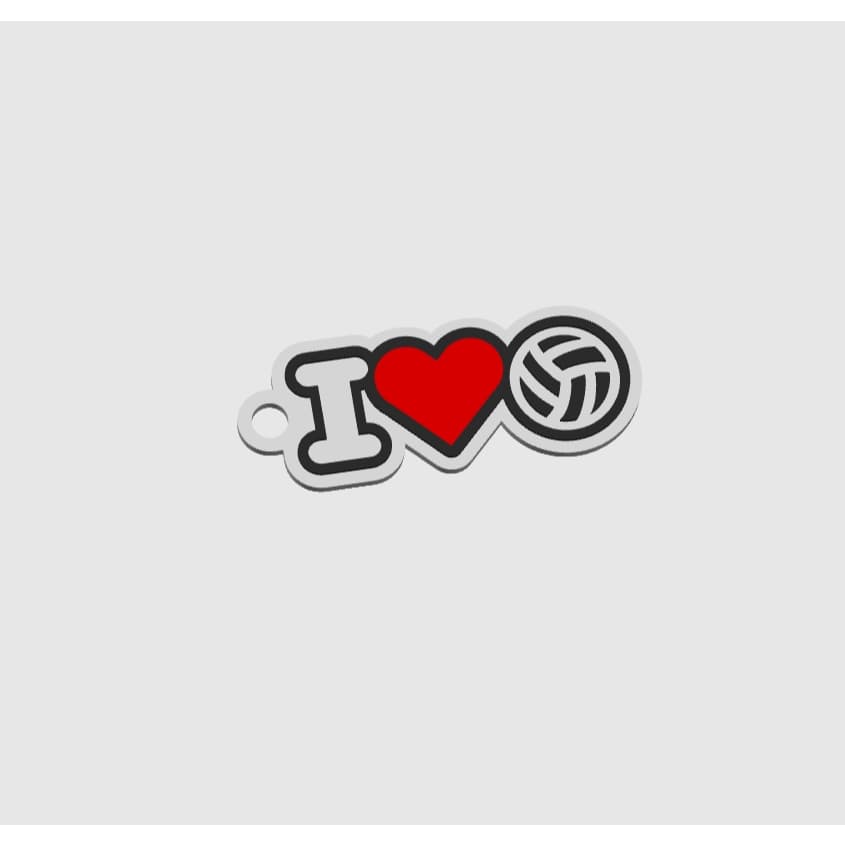 [O MAIS BARATO+ENVIO RÁPIDO!] Chaveiro Eu Amo Vôlei - I LUV VOLEY - 3D