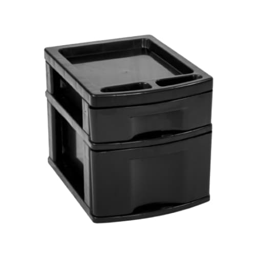 Gaveteiro Agraplast todo preto 2 gavetas 1 pequena 1 grande 753