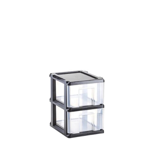 Gaveteiro Paris 2 Gavetas Transparentes Estrutura Preta 1097