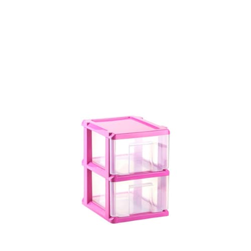 Gaveteiro Paris Gavetas transparentes  Estrutura Rosa 1088