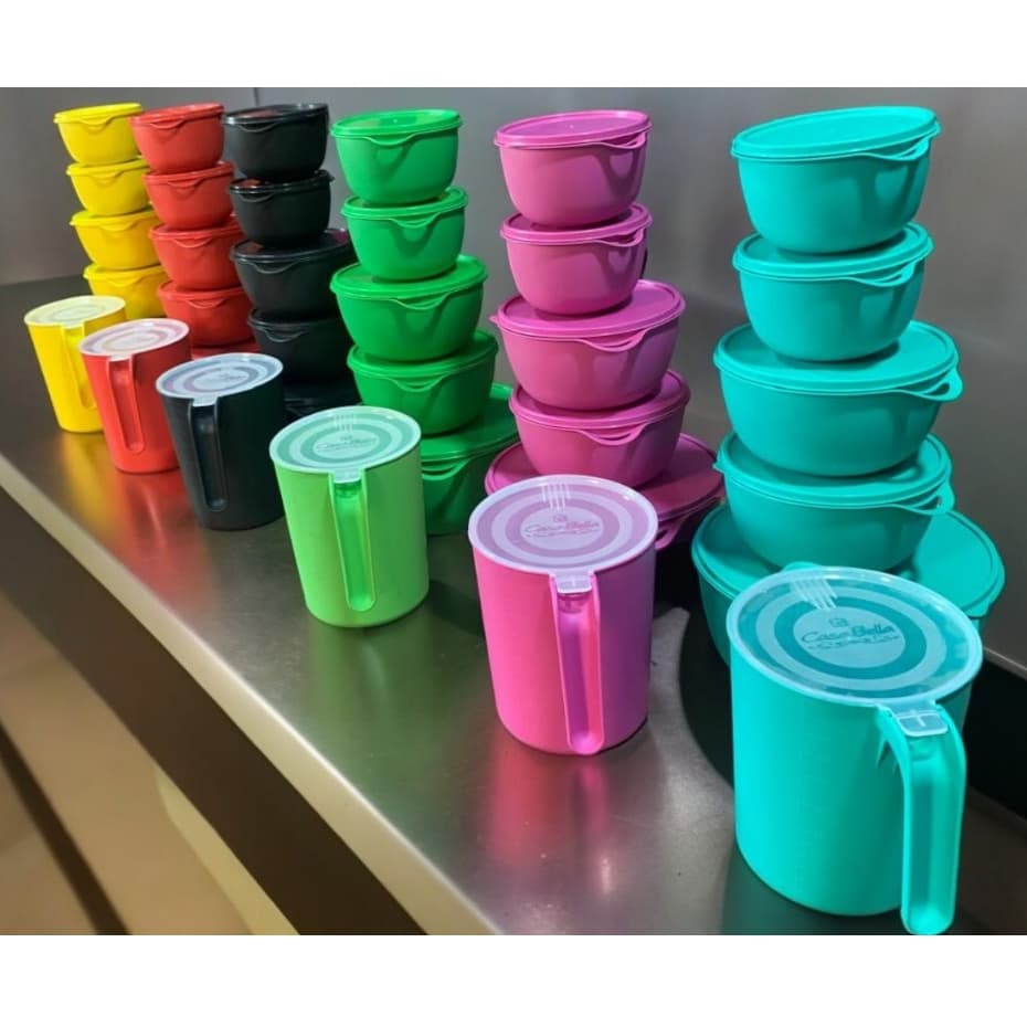 KIT 5 Potes Redondo de Plastico 1 kit boll + Jarra