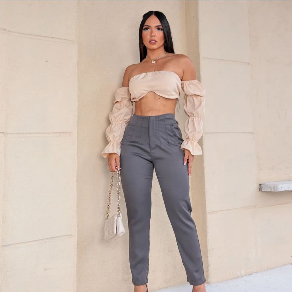Calça Alfaiataria Feminina Cintura Alta Lançamento Moda ZR 020 Roupas Femininas
