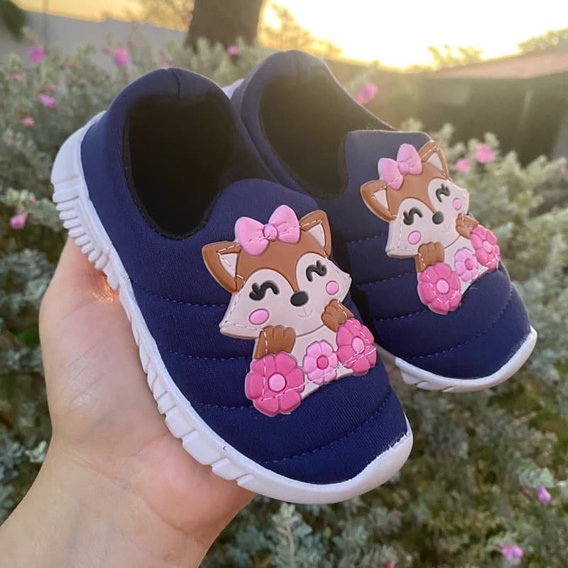 Tênis infantil menina meia calce fácil leve flexivel confortável - AZUL MARINHO