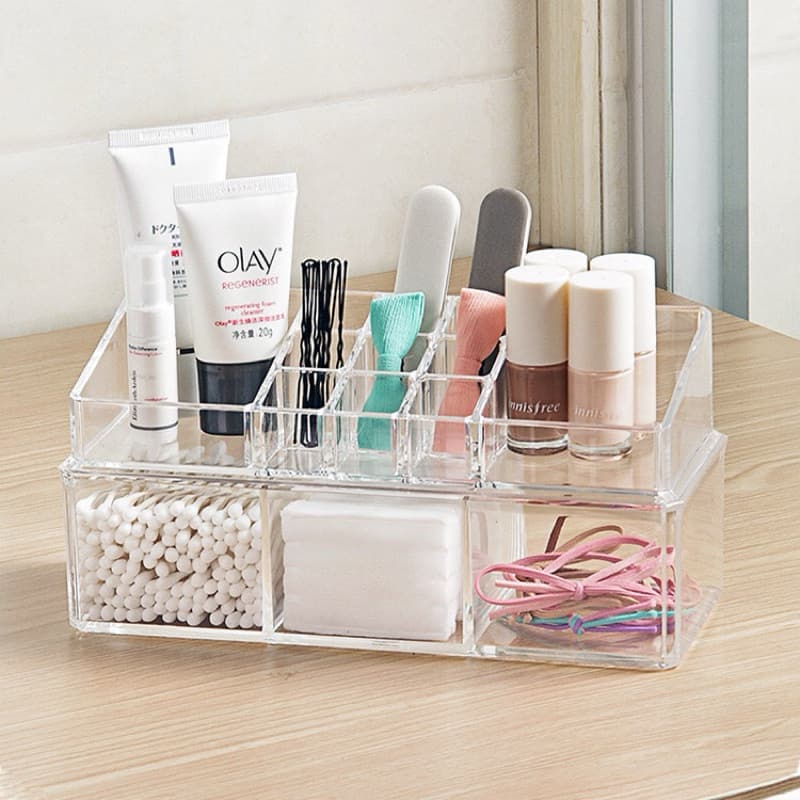 Organizador Multiuso Porta Maquiagem de Acrílico Para Batom Blush Algodão Pincéis