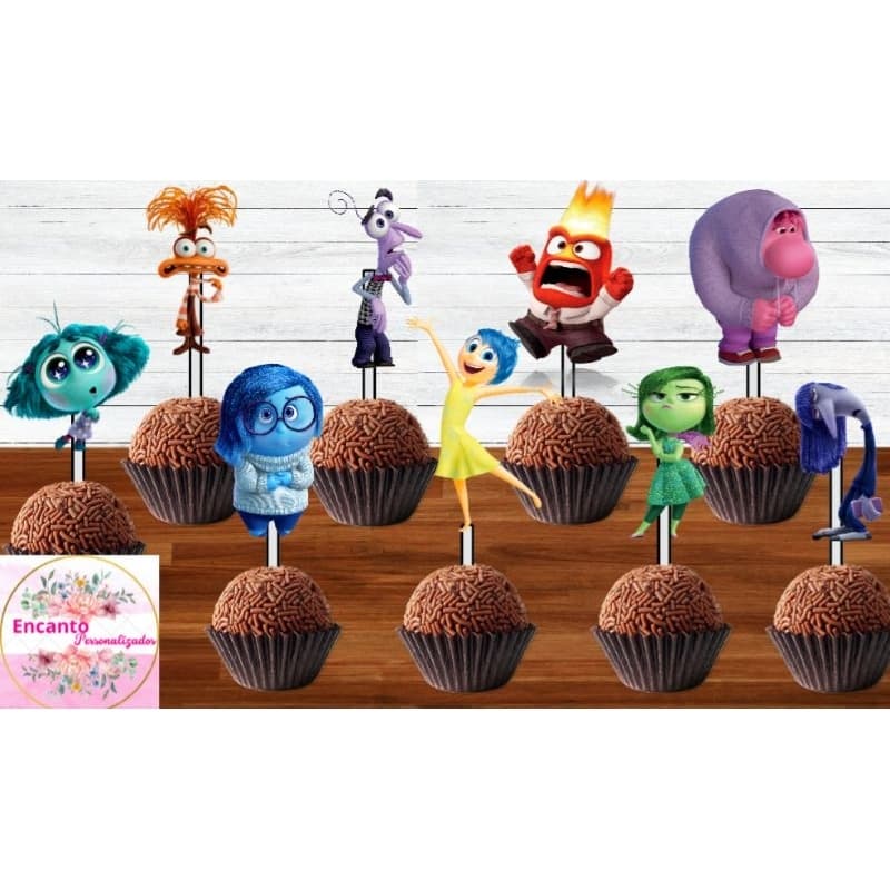 50 Tags Toppers P/ Docinho para festa FILME DIVERTIDAMENTE 2 brigadeiro e beijinho