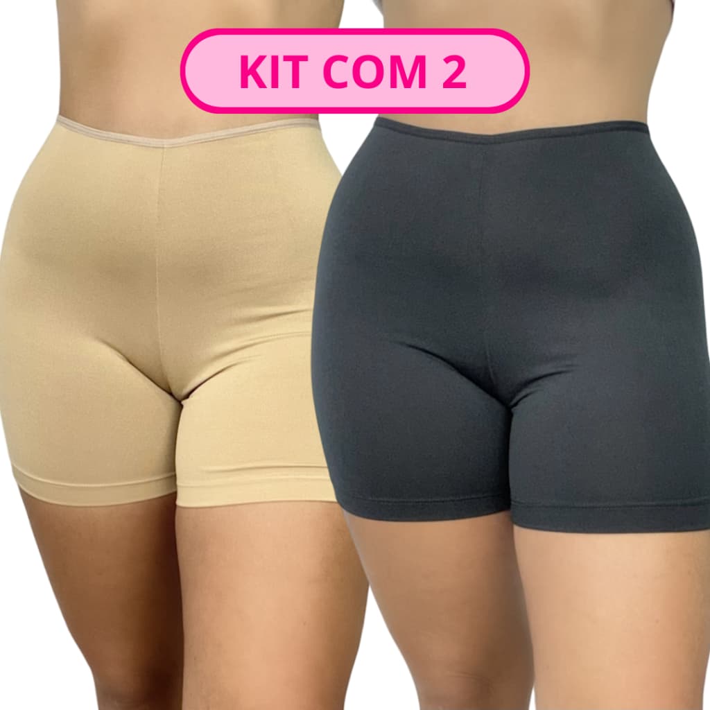 Kit 2 Short Anágua Liso Segunda Pele Feminino