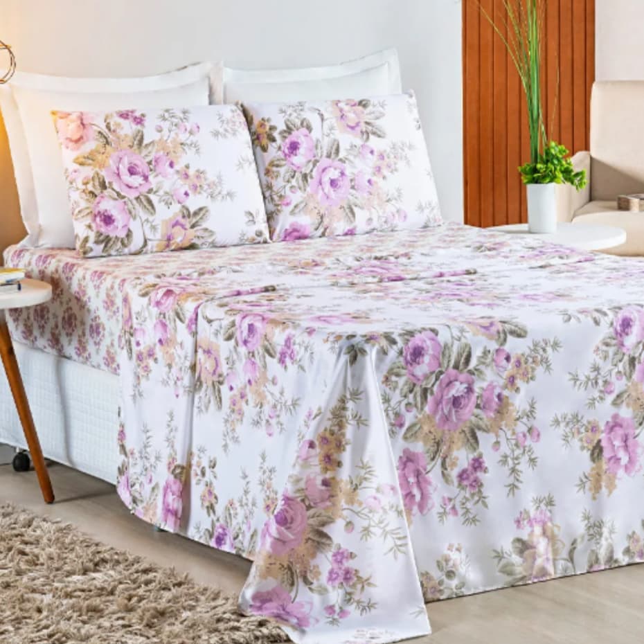 Kit 5 Lençóis Queen Microfibra 3 Peças Toque Macio C/ Elástico Jogo de Cama Confortável