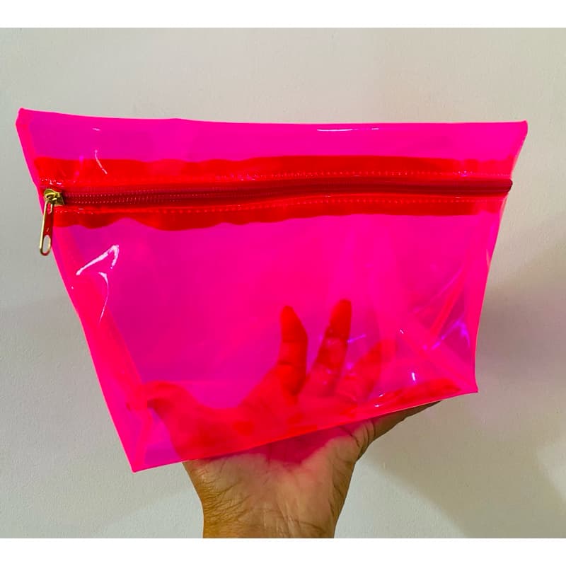kit com 10 Necessaire PVC cristal neon Neon, ótima opção para dar de lembrança em sua festa/aniversário/kit/eventos