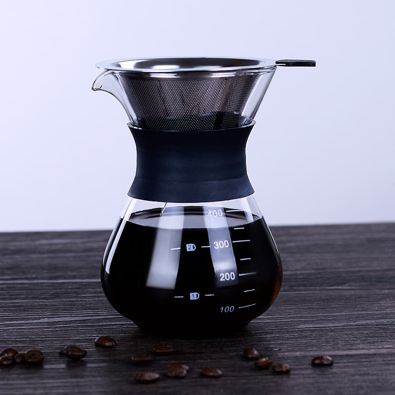 Passador De Café Vidro E Coador Inox  400ml