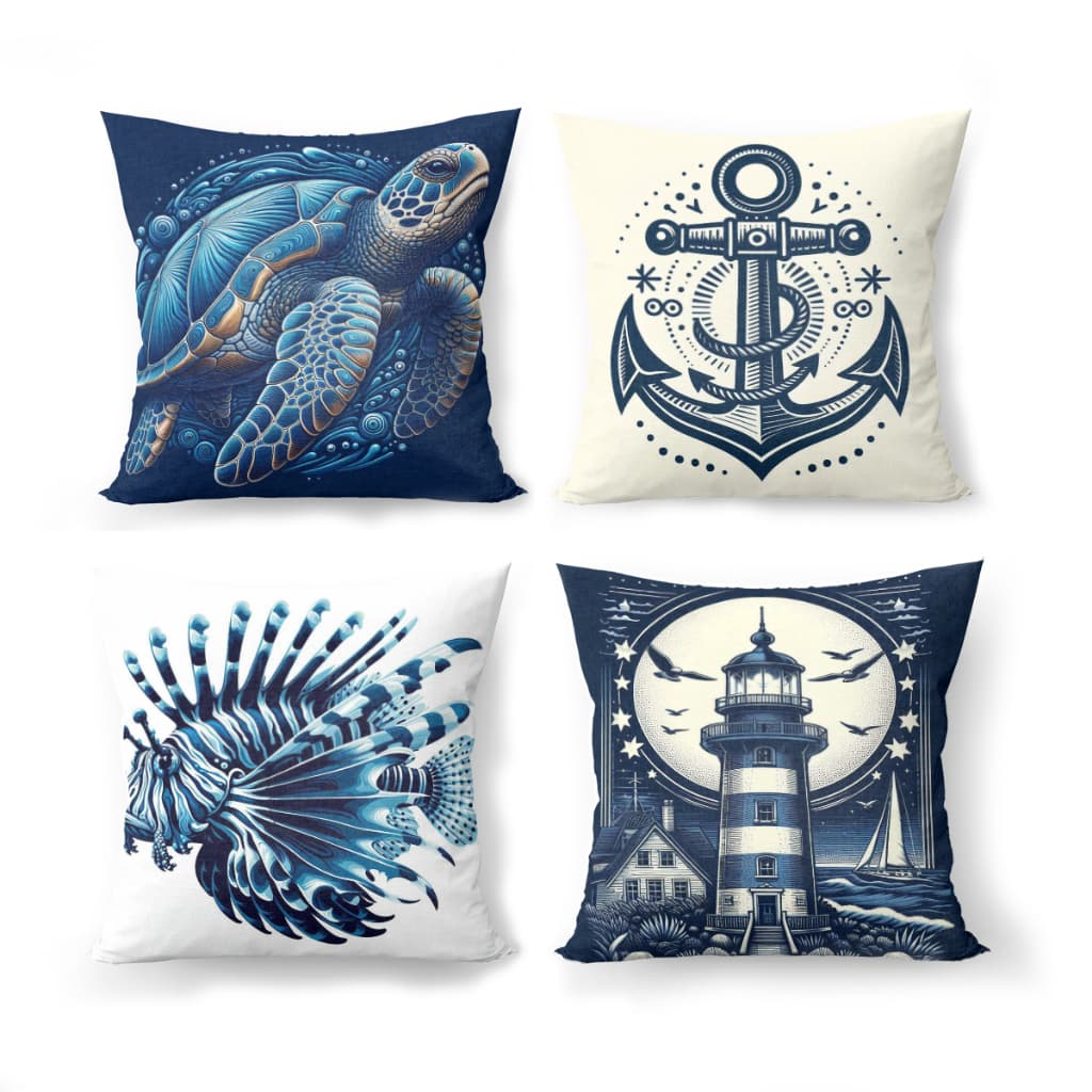 Almofada kit com 04 capas ou 01 Capa de Almofadas Náuticas Mar Marinheiro