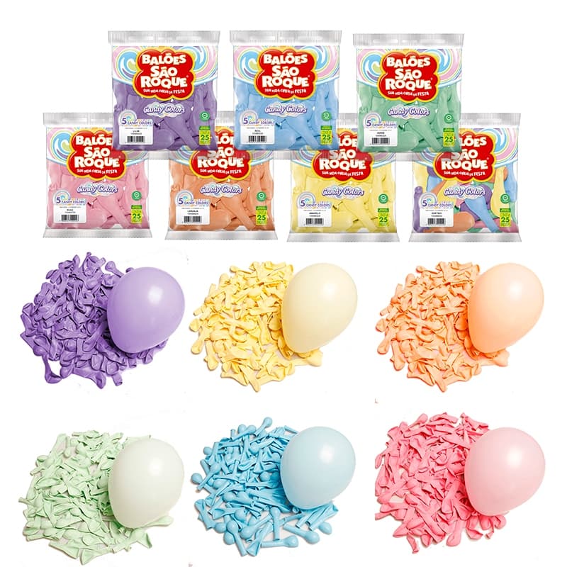 Balão 5 Polegadas Candy Colors São Roque c/25 unds Bexiga