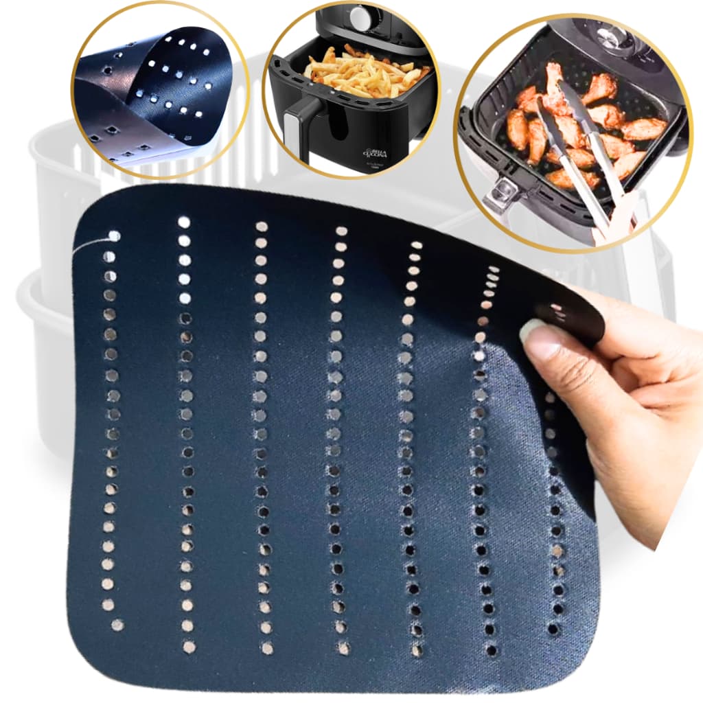 Tapete Protetor Manta Teflon Para Fritadeira Air Fryer Modelo Quadrado 19 CM