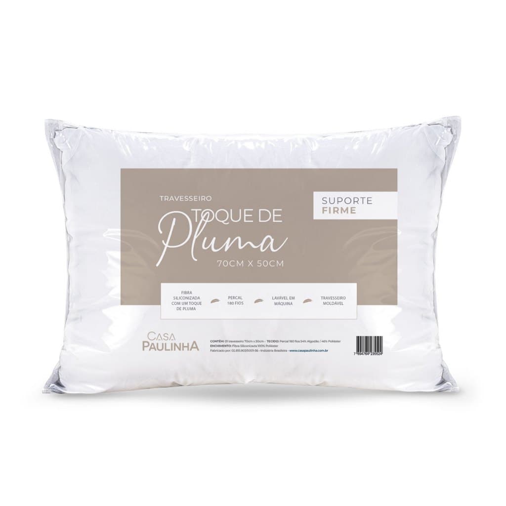 Travesseiro Extra Macio Toque de Pluma Lavável Antialérgico Enchimento com Fibra Premium