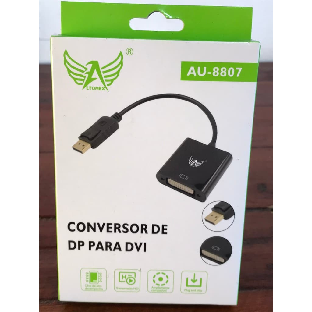 Adaptador Conversor DisplayPort macho para DVI fêmea alta qualidade