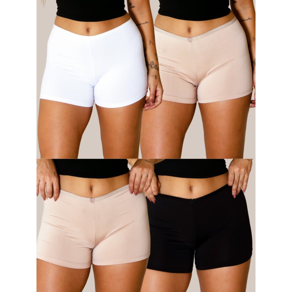 kit 4 Shorts Anágua Segunda Pele shortinho Feminino curto