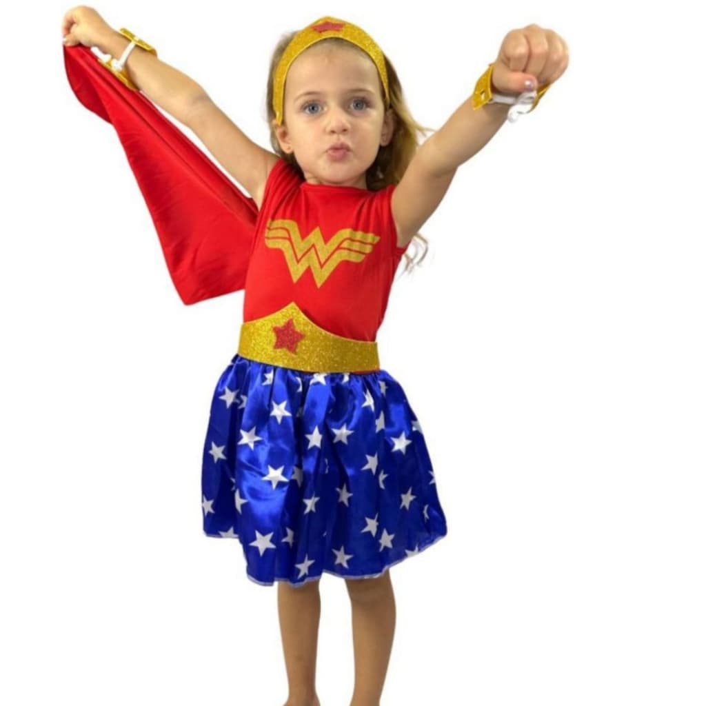 Roupa Infantil Fantasia Aniversario Mulher Maravilha