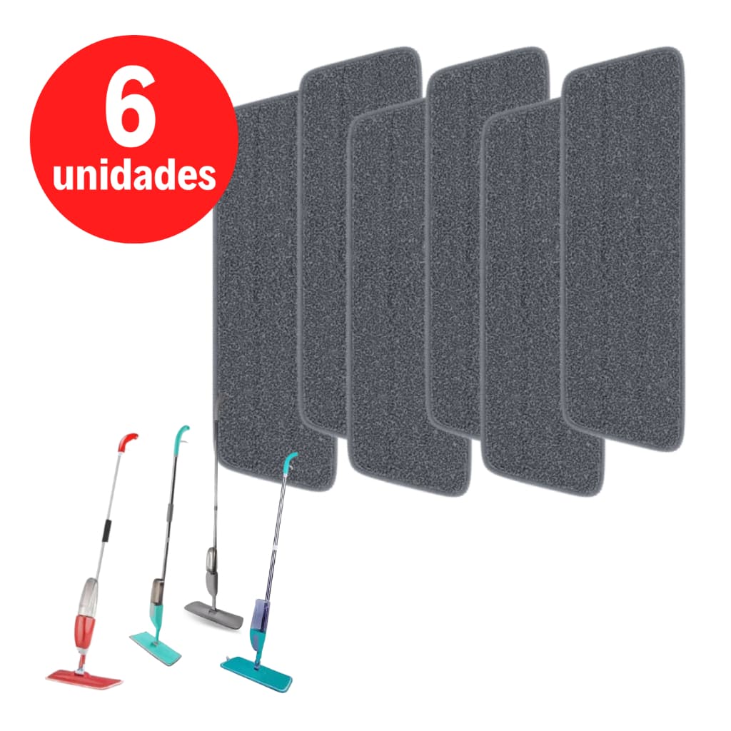 Kit 6 Unidades Refil Rodo Mágico Mop Spray Esfregão Com Reservatório Rodo De Limpeza Piso