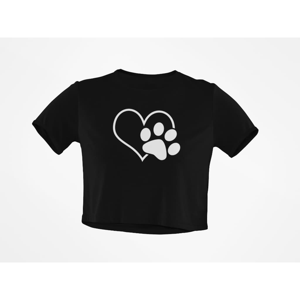 Blusinha Camiseta Cropped Coração Love Patinha Pets