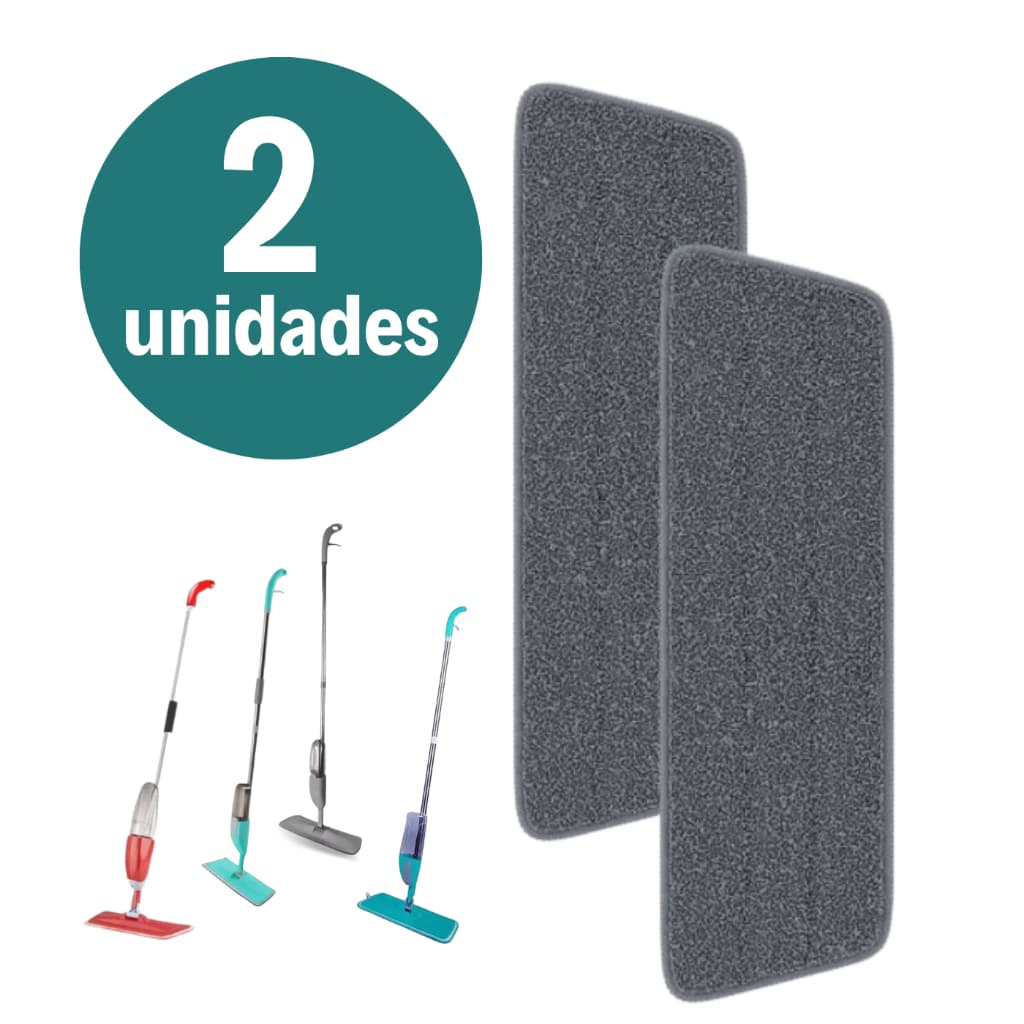 2 Unidades Refil Rodo Mop Spray Almofada Microfibra Esfregão
