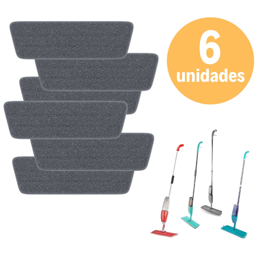 Kit 6 Unidades Refil Rodo Magico Mop Spray Esfregão Com Reservatorio Rodo De Limpeza Piso
