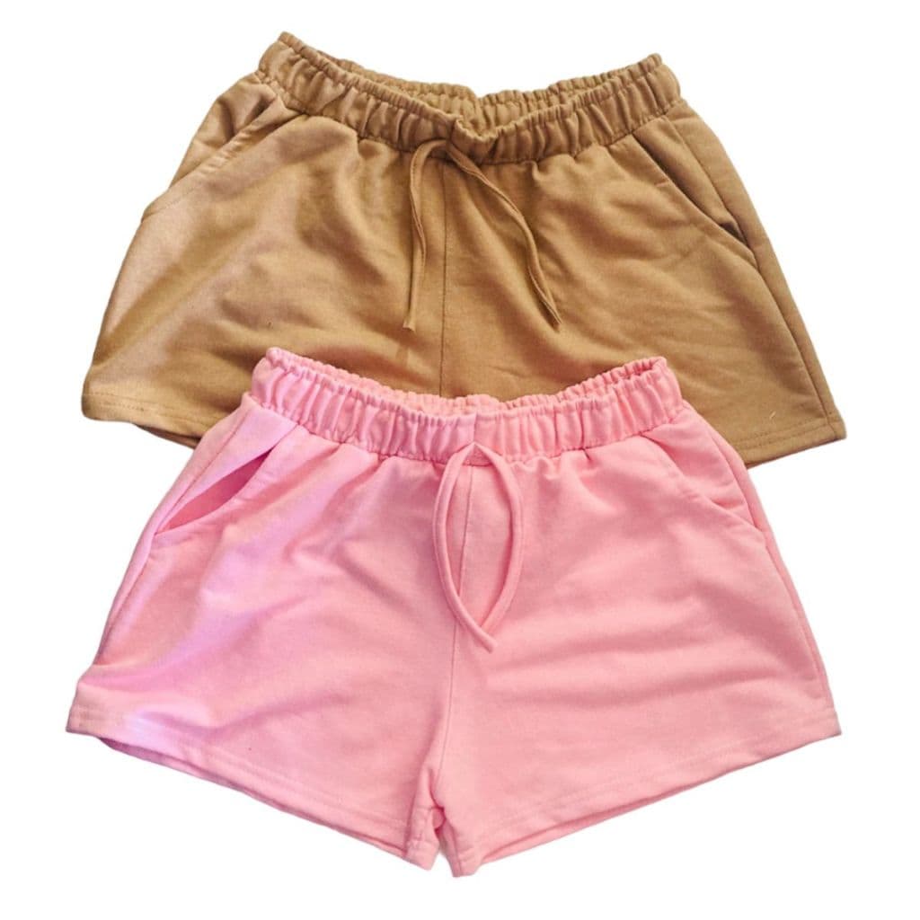 kit 2 shorts feminino com bolso no moletom confortável