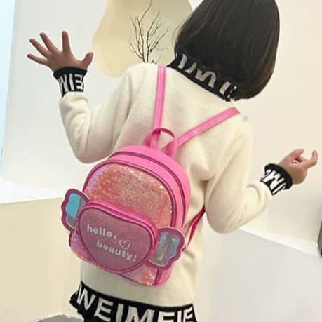 Mini Mochila Infantil Com Asas E Lantejoulas Hello Beauty De Aproximadamente 24Cm