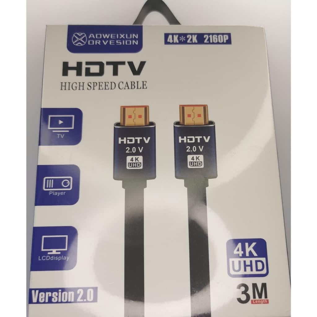 Cabo hdmi 2.0 ultra UHD 4k alta velocidade 3 metros hdtv