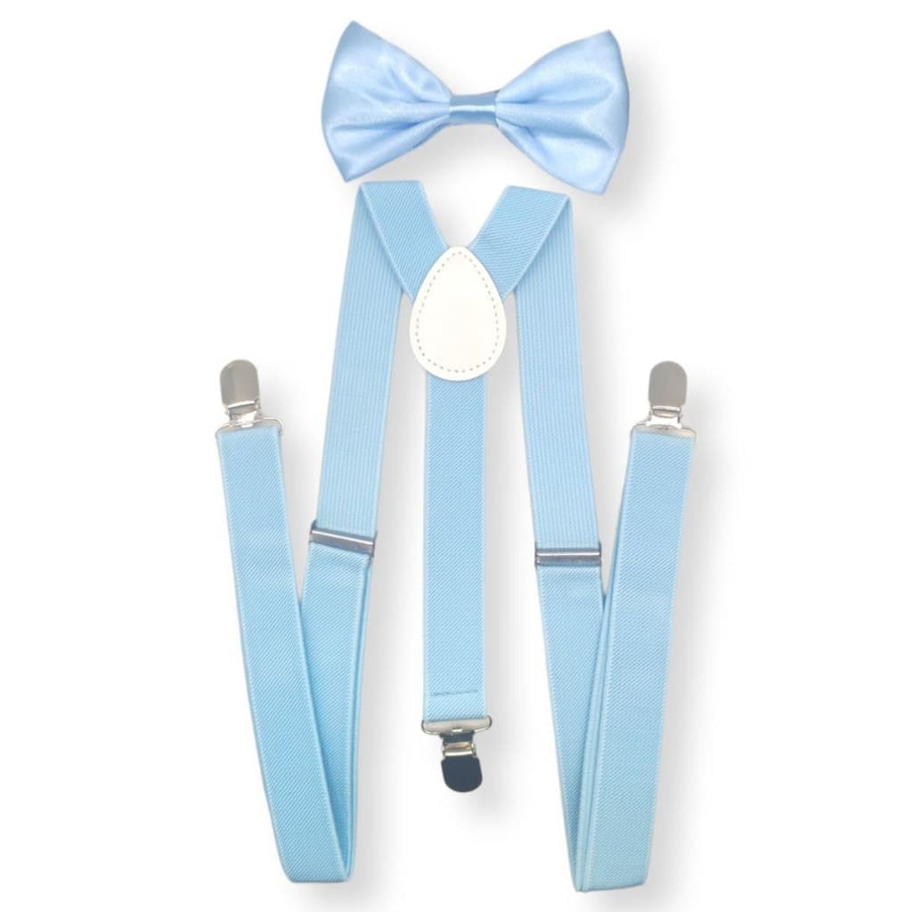 Kit Suspensório + Gravata Borboleta Infantil Azul Serenity Noivinhos Festas