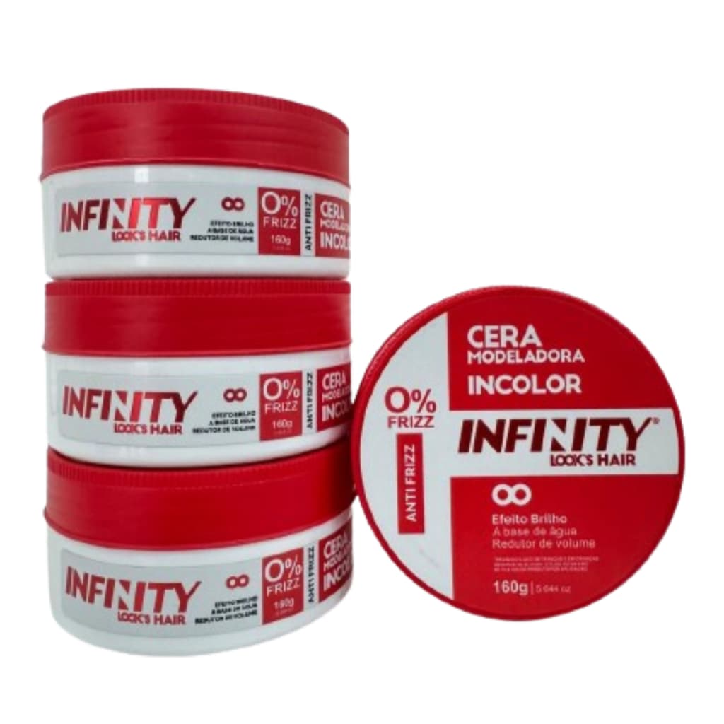 Kit Com 4 Cera Pasta Modeladora Incolor Infinity Anti Frizz 160g