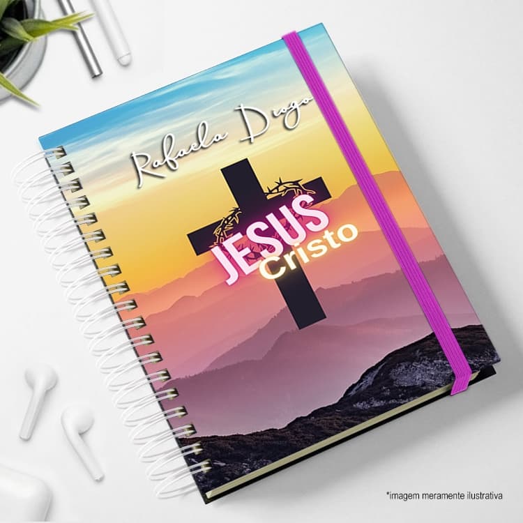 Agenda personalizada com nome 2026 Religião Deus Jesus religiosa capa dura pais
