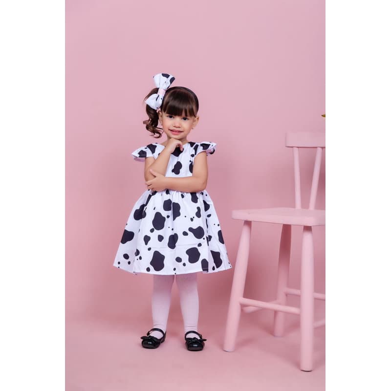 Vestidos Temáticos Vaquinha , Bolofofos , Fazendinha | Vestido Infantil Luxo do Bolo Fofos, Fazenda e Vaquinha Baby para Festa Aniversário
