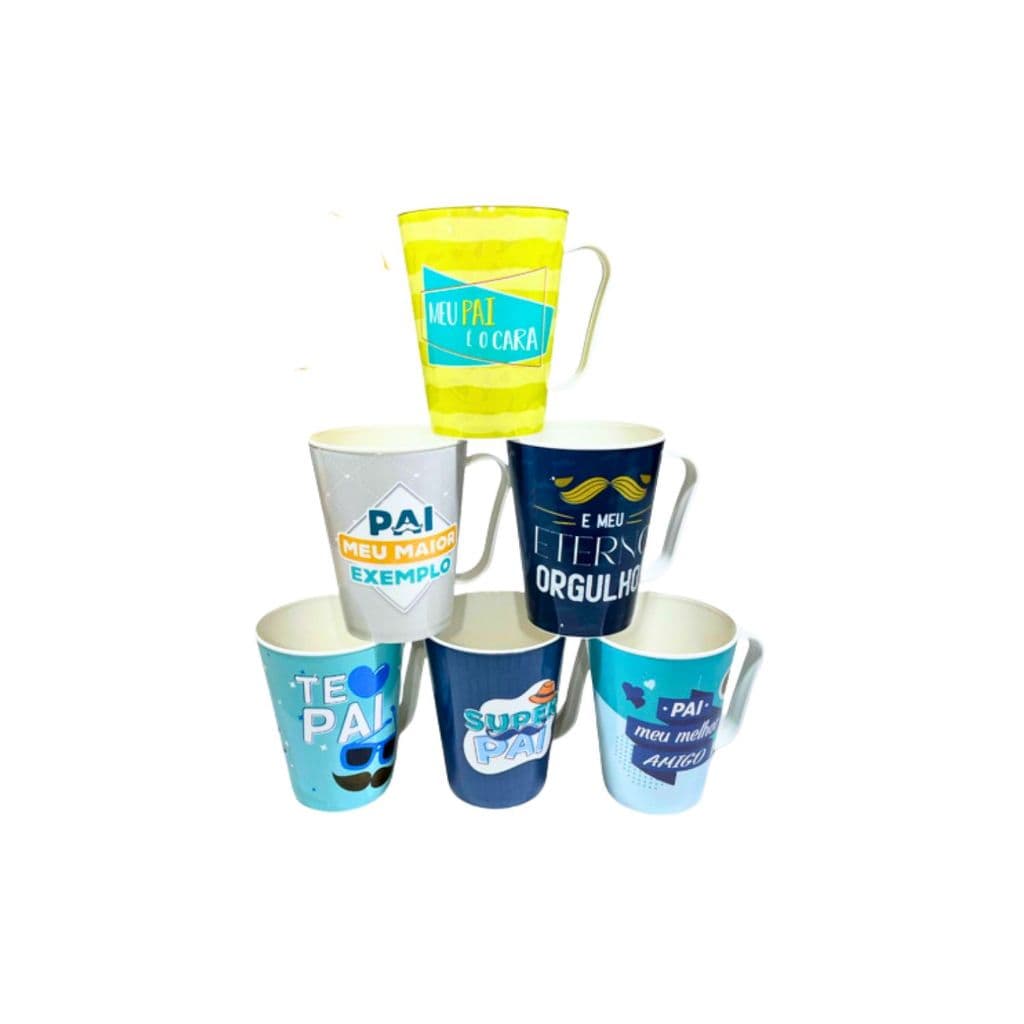 Kit 10 Canecas Dia dos Pais Estampas Sortidas – Plástico 430ML
