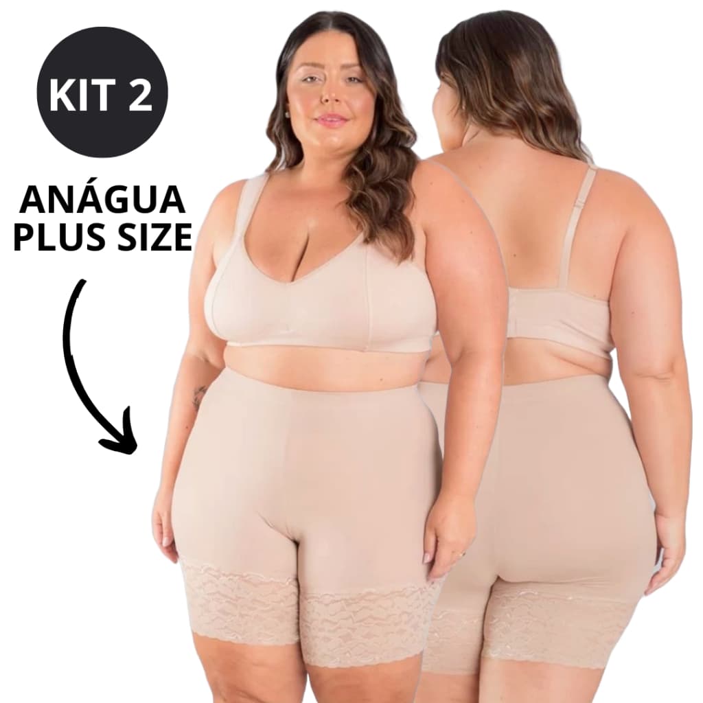 Kit 2 Anáguas Plus Size Confortável Shortinho de Microfibra Para Usar Por Baixo da Roupa Plus