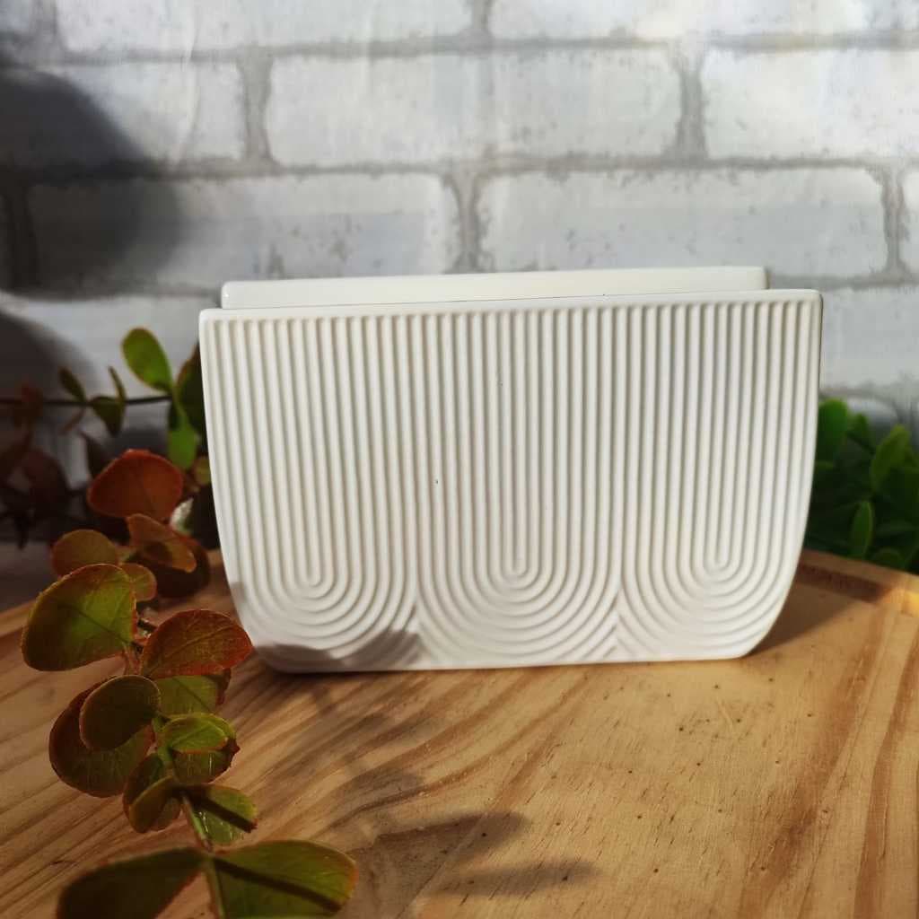PORTA GUARDANAPO DE CERAMICA BRANCO OASIS 12 CM
