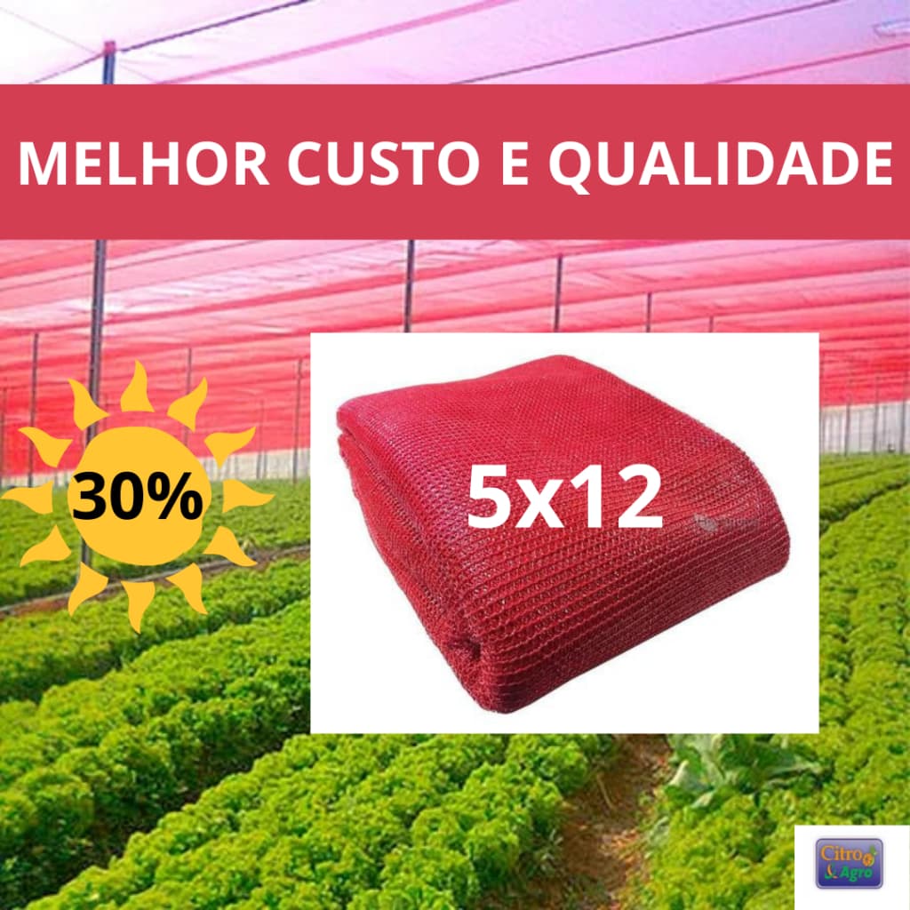 Tela Sombrite Vermelha 30%  - 5x12 metros.