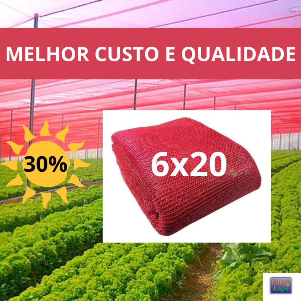 Tela Sombrite Vermelha 30% - 6x20 metros.