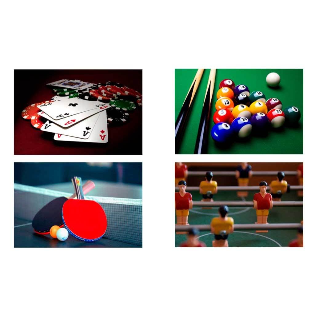 kit com 4 Placas quadros decoração bar salão de jogos sinuca poker  - tamanho - 20 x 30