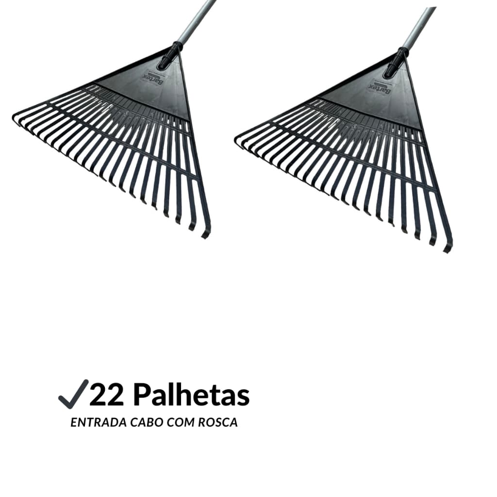 Kit 2 Vassouras  Ancinho Reforçada 22 Dentes  Para Jardim/Rastelo/ Gramado Sem Cabo