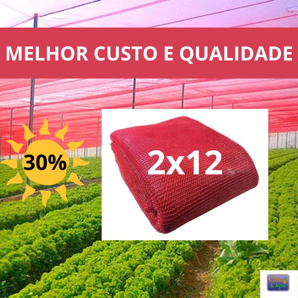Tela Sombrite Vermelho 30%  - 2x12 metros.