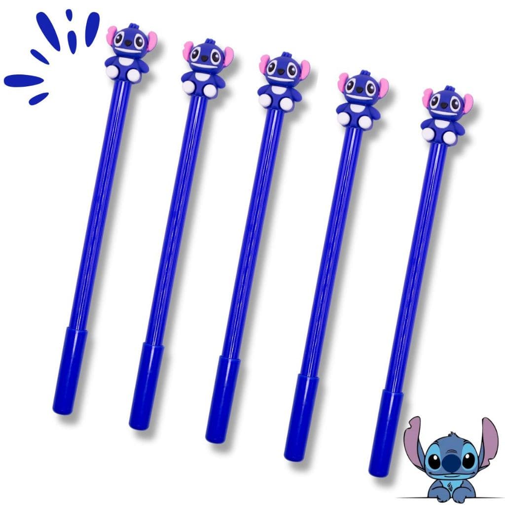 Kit 6 Caneta gel Fofa ponta fina criativa do stitch Kawaii