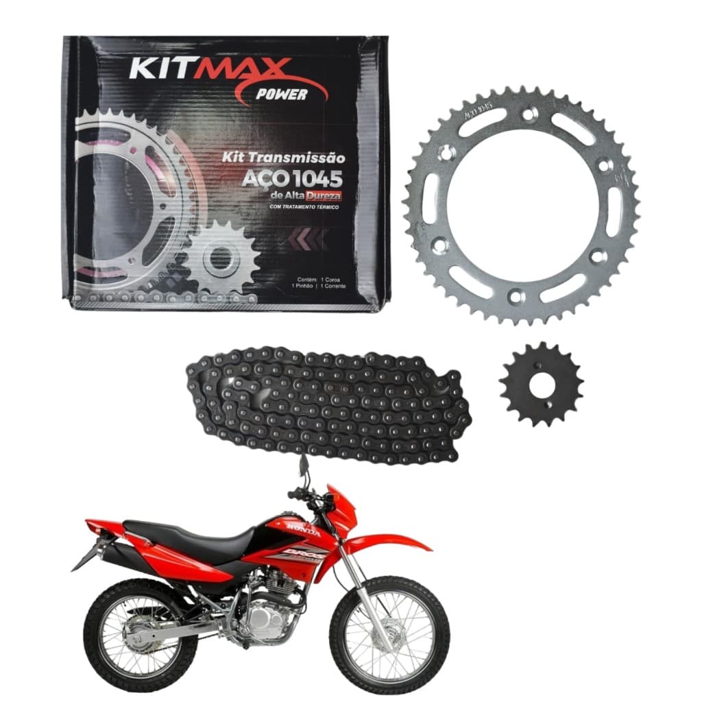 Kit Relação Transmissão Traçao Nxr Bros 125 2003 A 2005 Aço  1045
