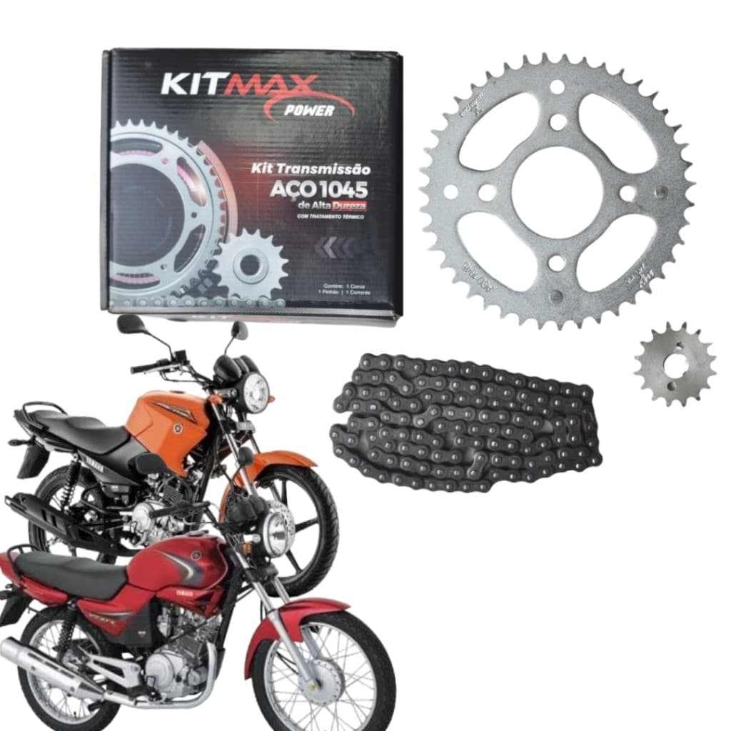 kit transmissão Relação MAX/MXX YBR 125/ Factor 125 Todas - Aço 1045 - Entrega Rápida